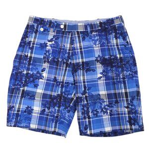 Polo Ralph Lauren Golf Shorts, Blue, White, Floral, Cotton, Plaid, Size 36